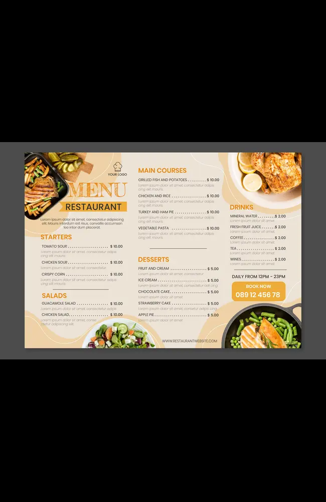 restaurant menu design mock ups